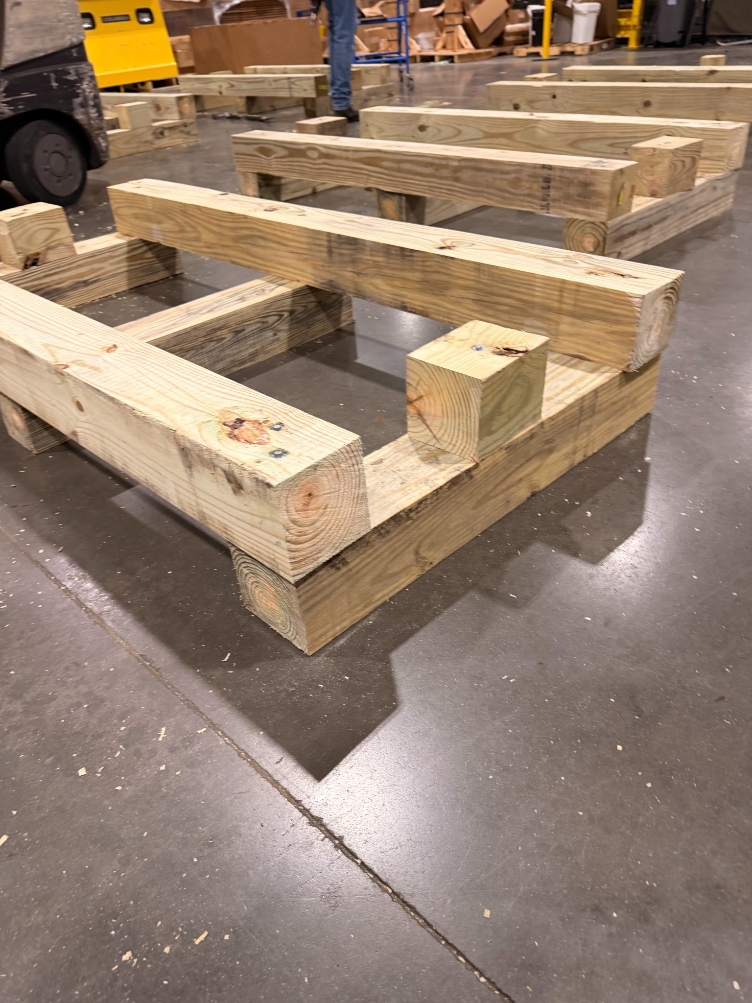 Photo of wooden cradle framing and support blocks